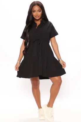 All My Friends Poplin Mini Dress - Black