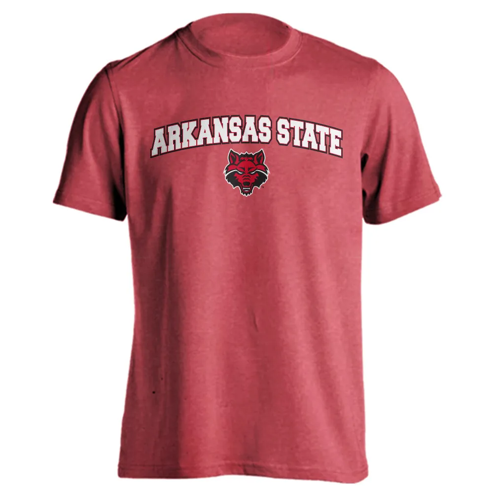 Arkansas State Red Wolves Arched Text With Logo Short Sleeve T-Shirt