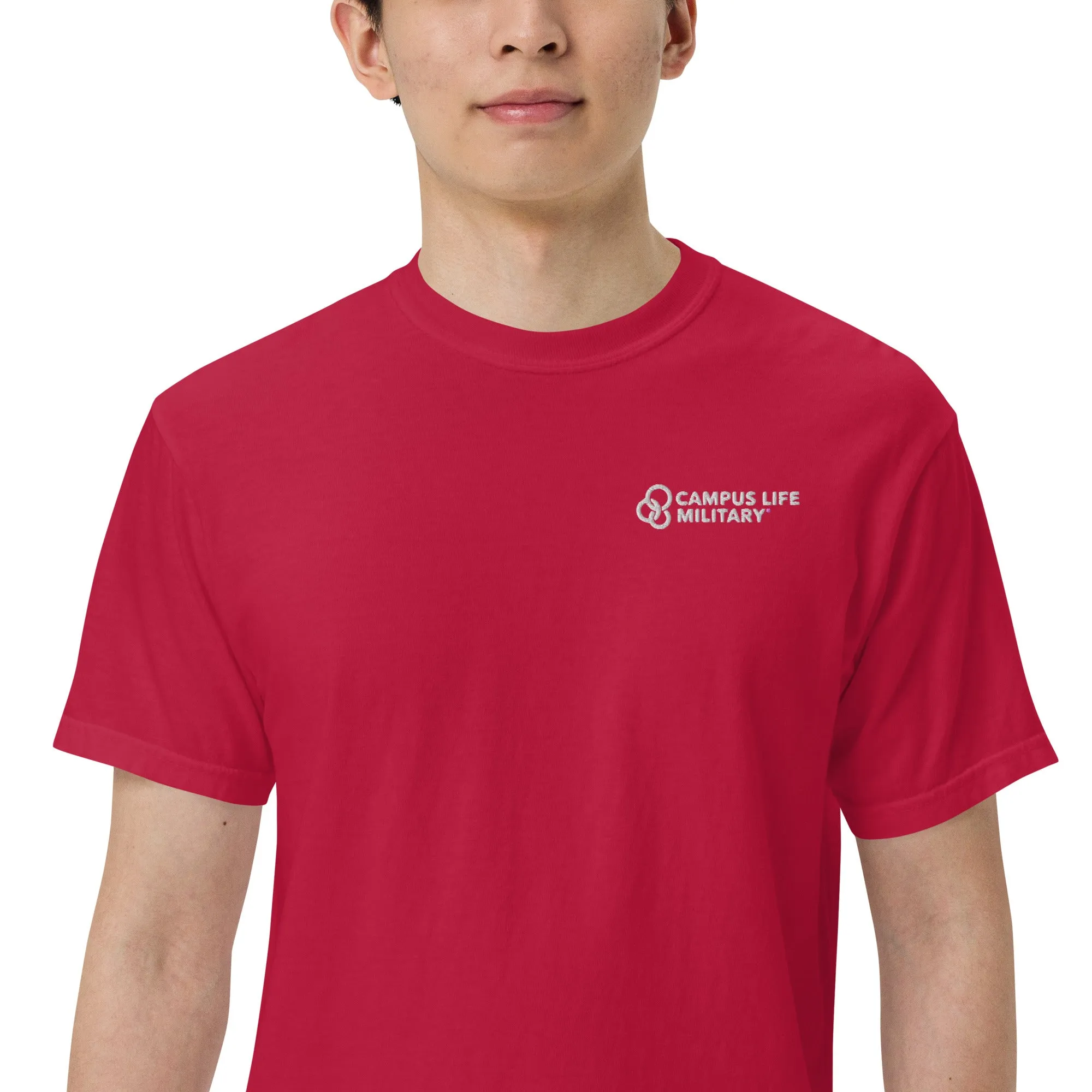 Campus Life Military Men’s Embroidered garment-dyed heavyweight t-shirt