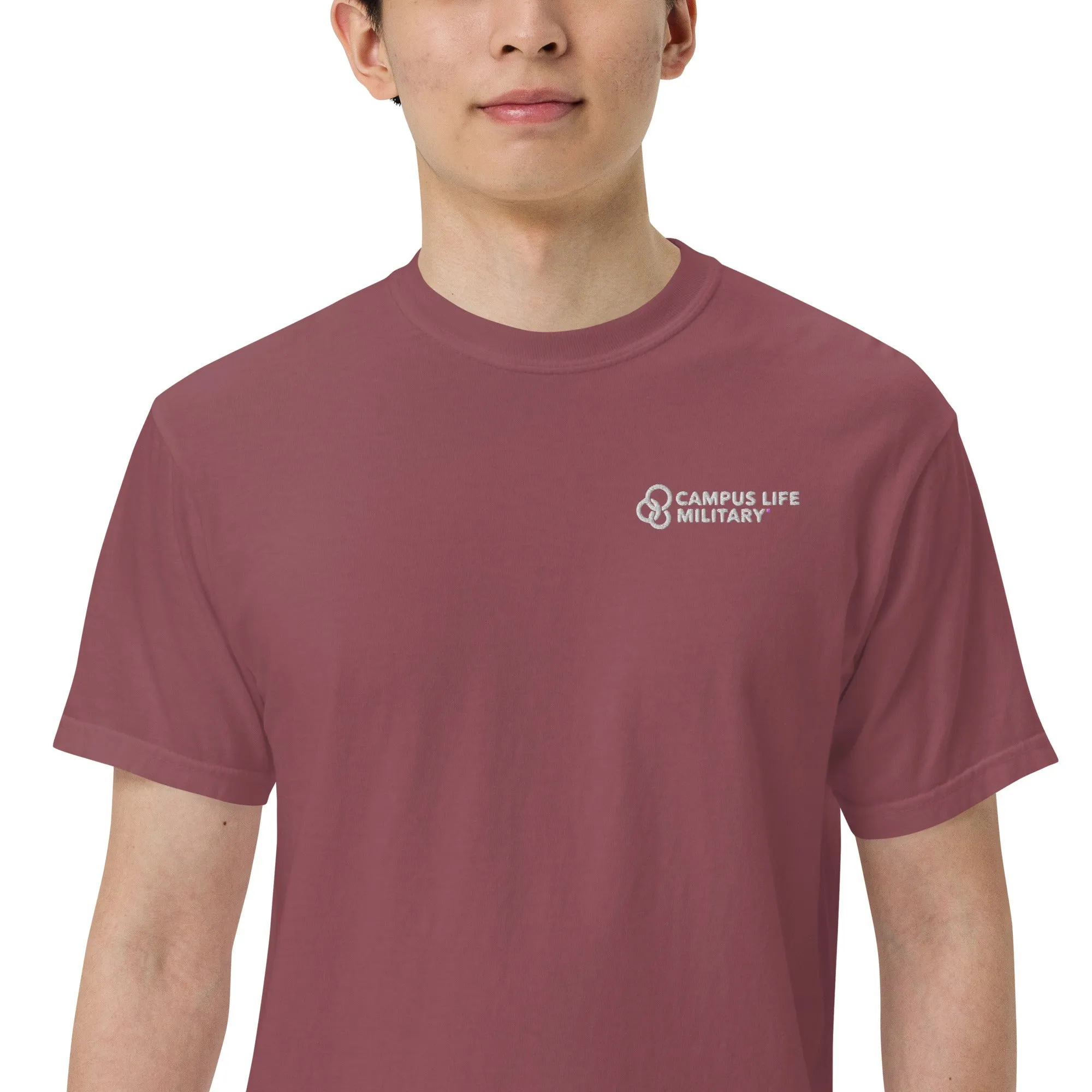 Campus Life Military Men’s Embroidered garment-dyed heavyweight t-shirt