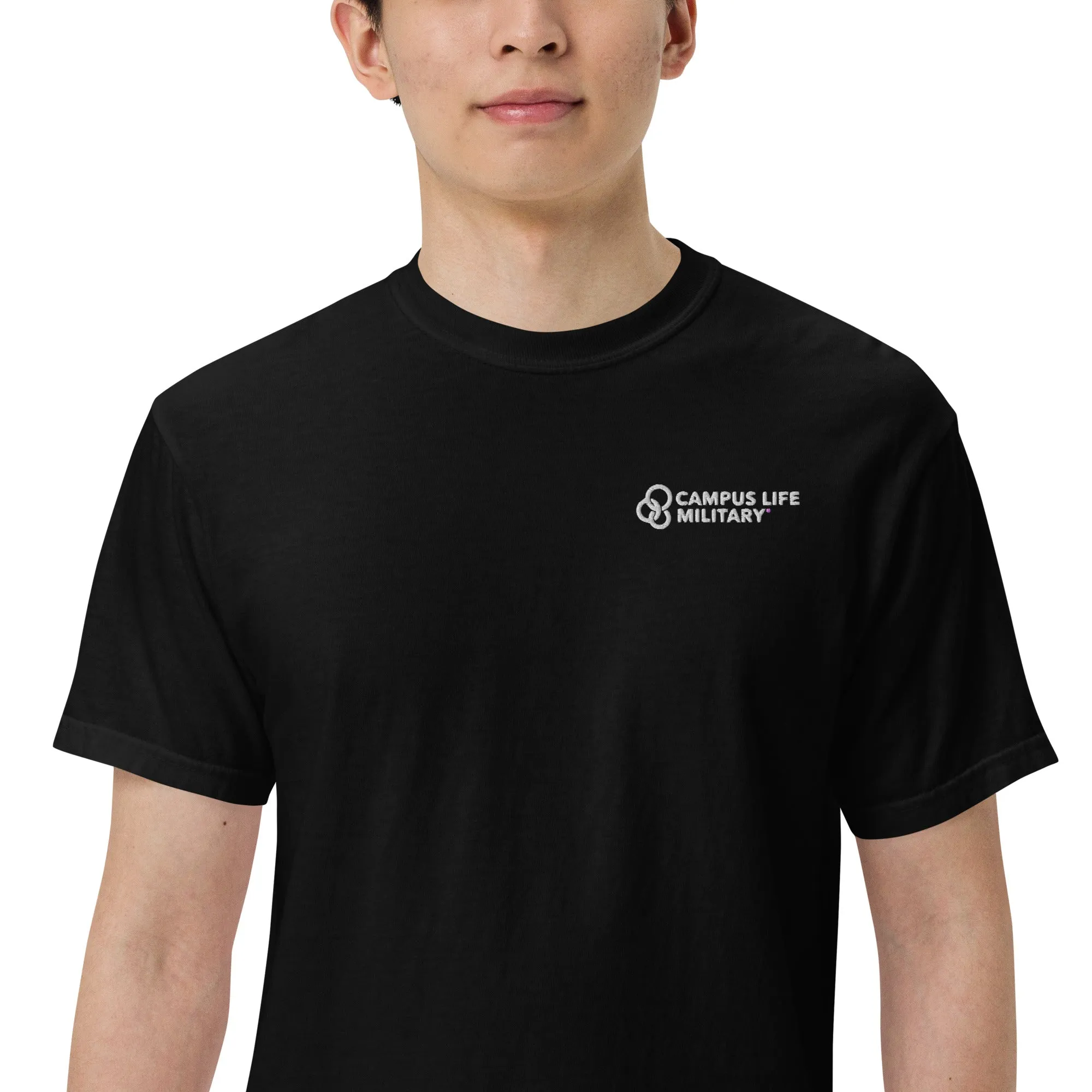 Campus Life Military Men’s Embroidered garment-dyed heavyweight t-shirt