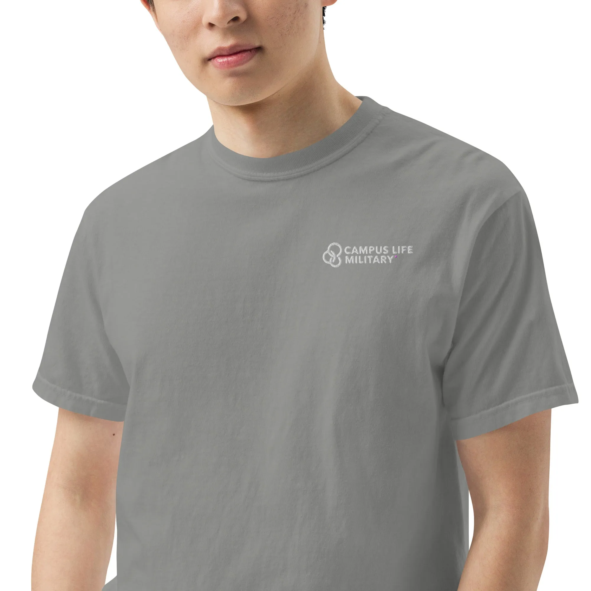 Campus Life Military Men’s Embroidered garment-dyed heavyweight t-shirt