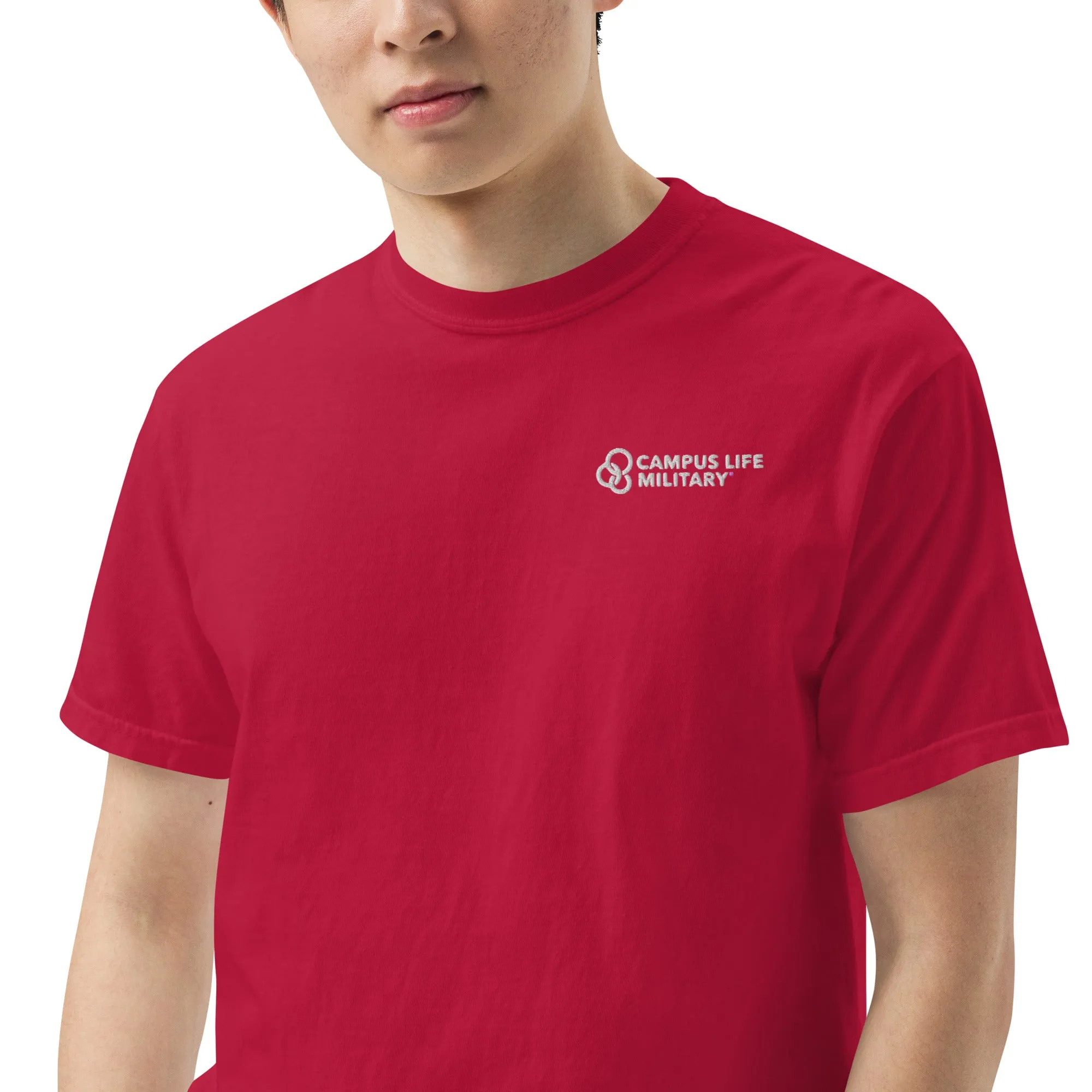 Campus Life Military Men’s Embroidered garment-dyed heavyweight t-shirt