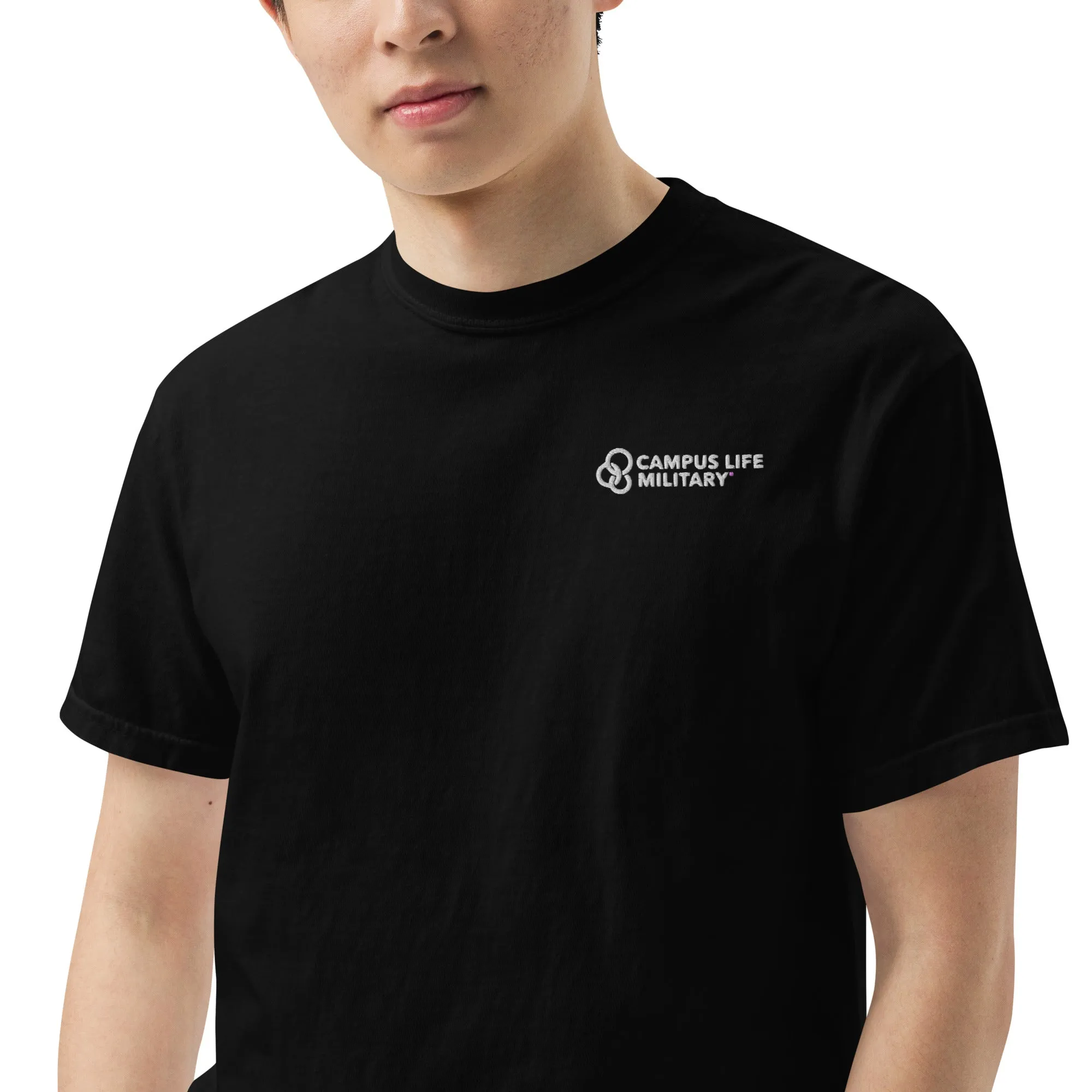 Campus Life Military Men’s Embroidered garment-dyed heavyweight t-shirt