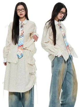 Red and White Striped Doll Collar Shirt Set【s0000006293】
