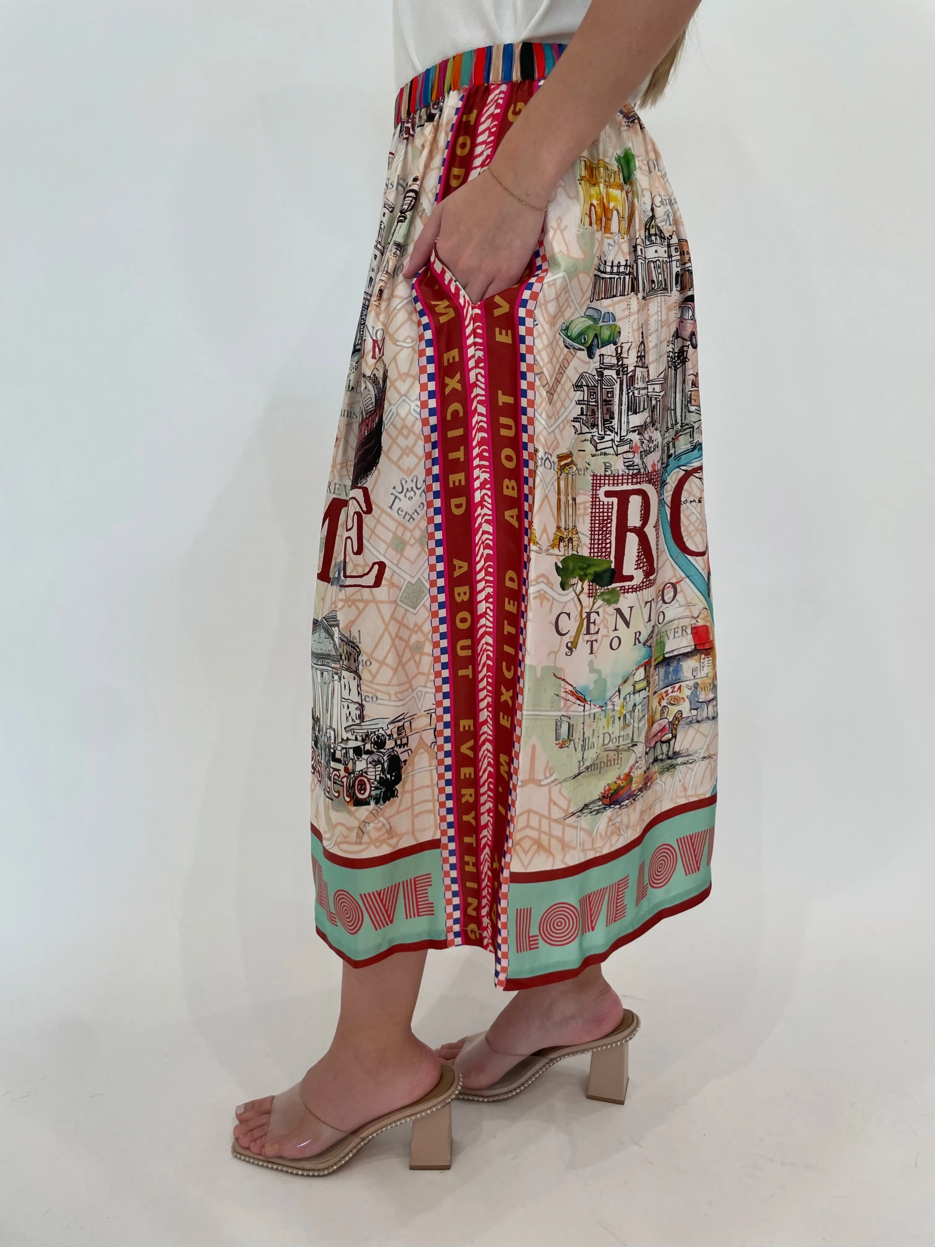 Vanessa Rouge Printed Midi Skirt